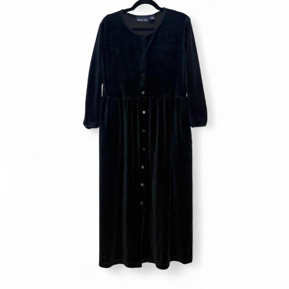 River Art Black Velvet Maxi Dress